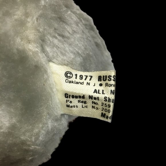 Russ Berrie Hippo Plush Nutshells Vintage 1977 Gray Stuffed Animal Toy Mini 5in. - Picture 11 of 11